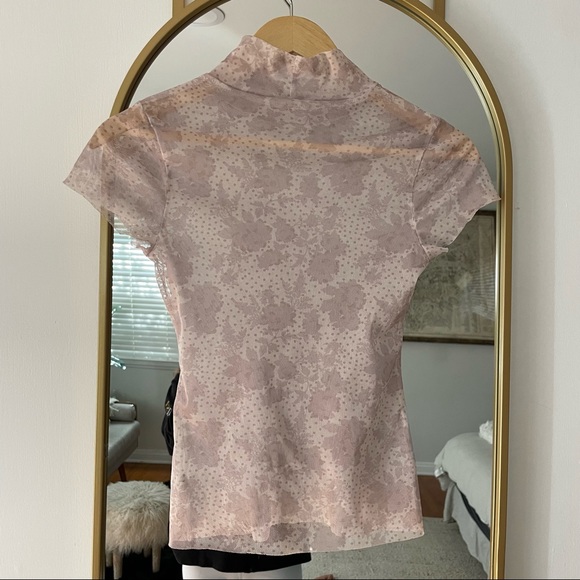 SOLD FP Intimately | NWT Printed Mock Neck Mesh Baby Short Sleeve Top - Picture 4 of 5